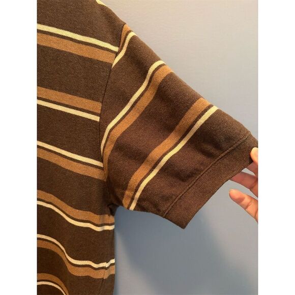 GAP Men's 2XL Brown Striped Short Sleeve Polo Shirt Casual - Picture 3 of 9